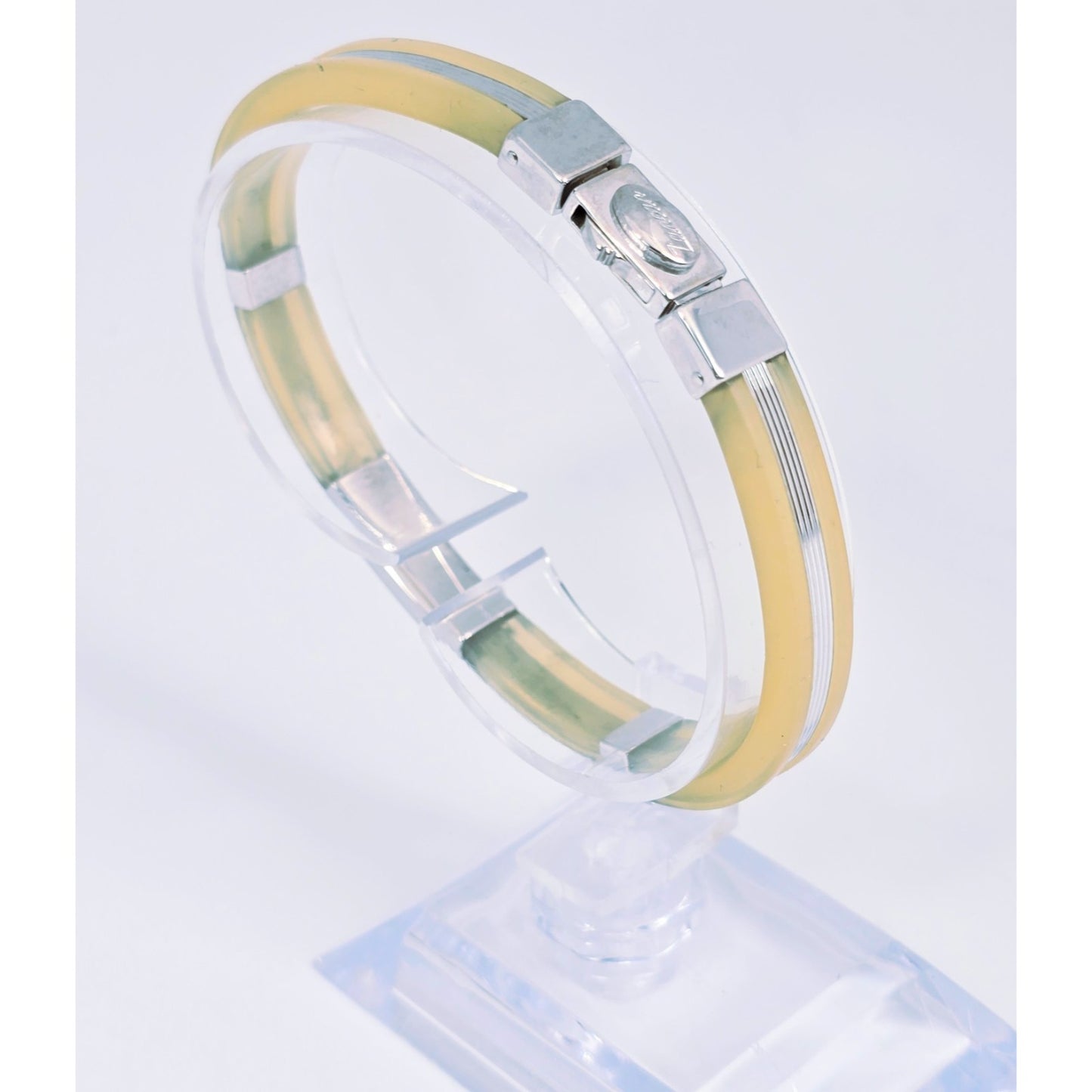 Zancan Gioielli 18k White Gold Yellow Silicone Diamond Bracelet