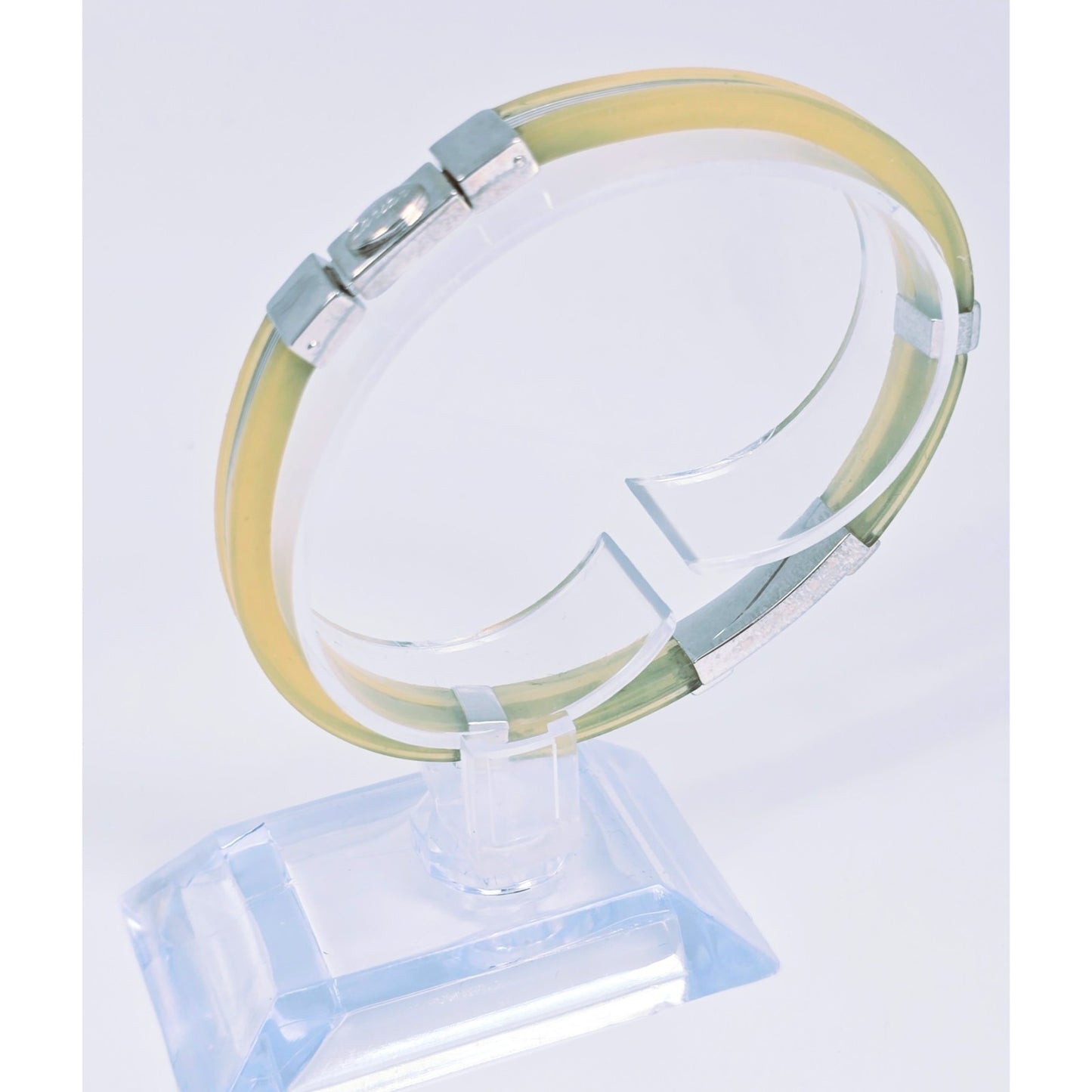 Zancan Gioielli 18k White Gold Yellow Silicone Diamond Bracelet