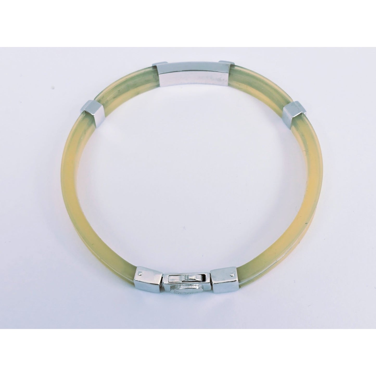 Zancan Gioielli 18k White Gold Yellow Silicone Diamond Bracelet