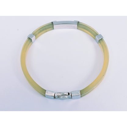 Zancan Gioielli 18k White Gold Yellow Silicone Diamond Bracelet