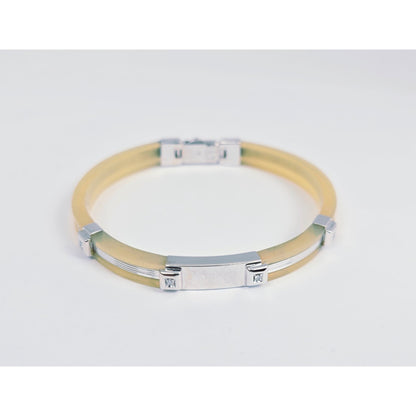 Zancan Gioielli 18k White Gold Yellow Silicone Diamond Bracelet