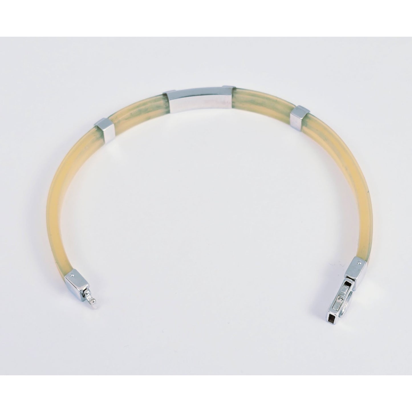 Zancan Gioielli 18k White Gold Yellow Silicone Diamond Bracelet