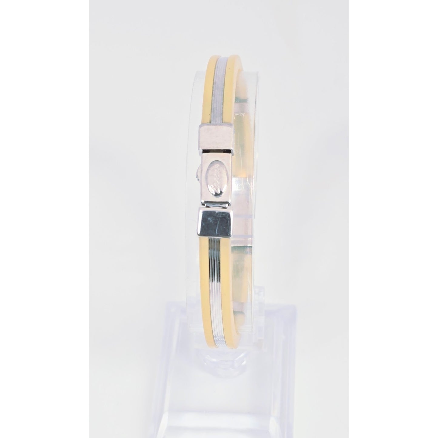 Zancan Gioielli 18k White Gold Yellow Silicone Diamond Bracelet