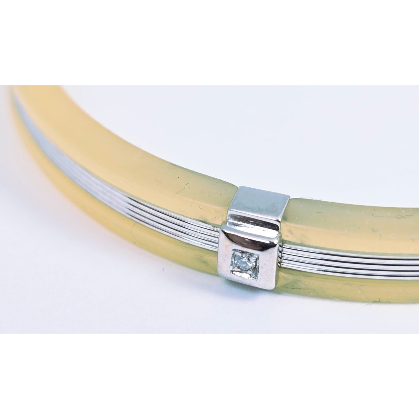 Zancan Gioielli 18k White Gold Yellow Silicone Diamond Bracelet