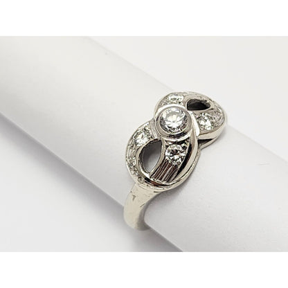 Vintage 14K White Gold Infinity Diamond Statement Ring