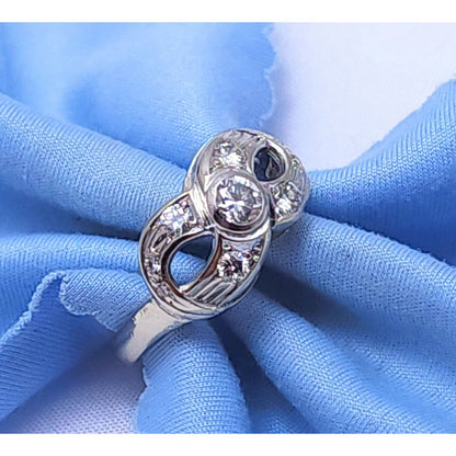 Vintage 14K White Gold Infinity Diamond Statement Ring