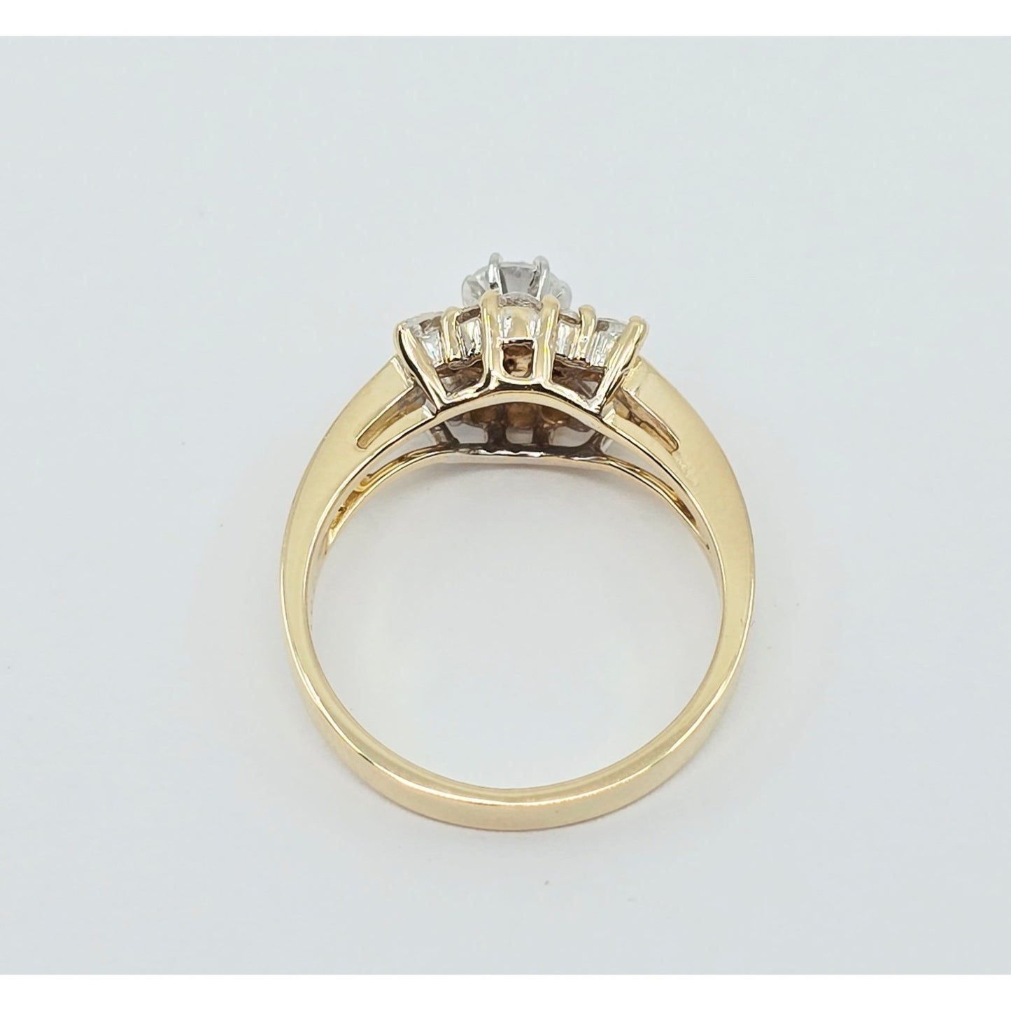 14K Yellow Gold Flower Style CZ Ring