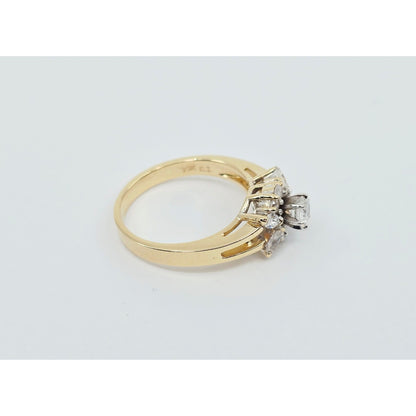 14K Yellow Gold Flower Style CZ Ring