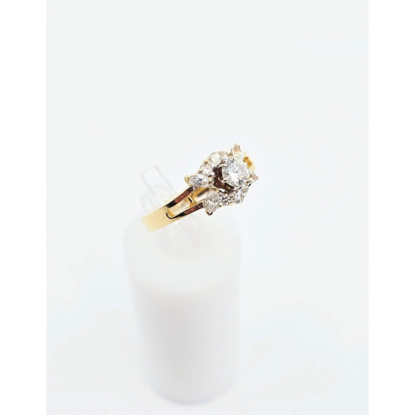 14K Yellow Gold Flower Style CZ Ring