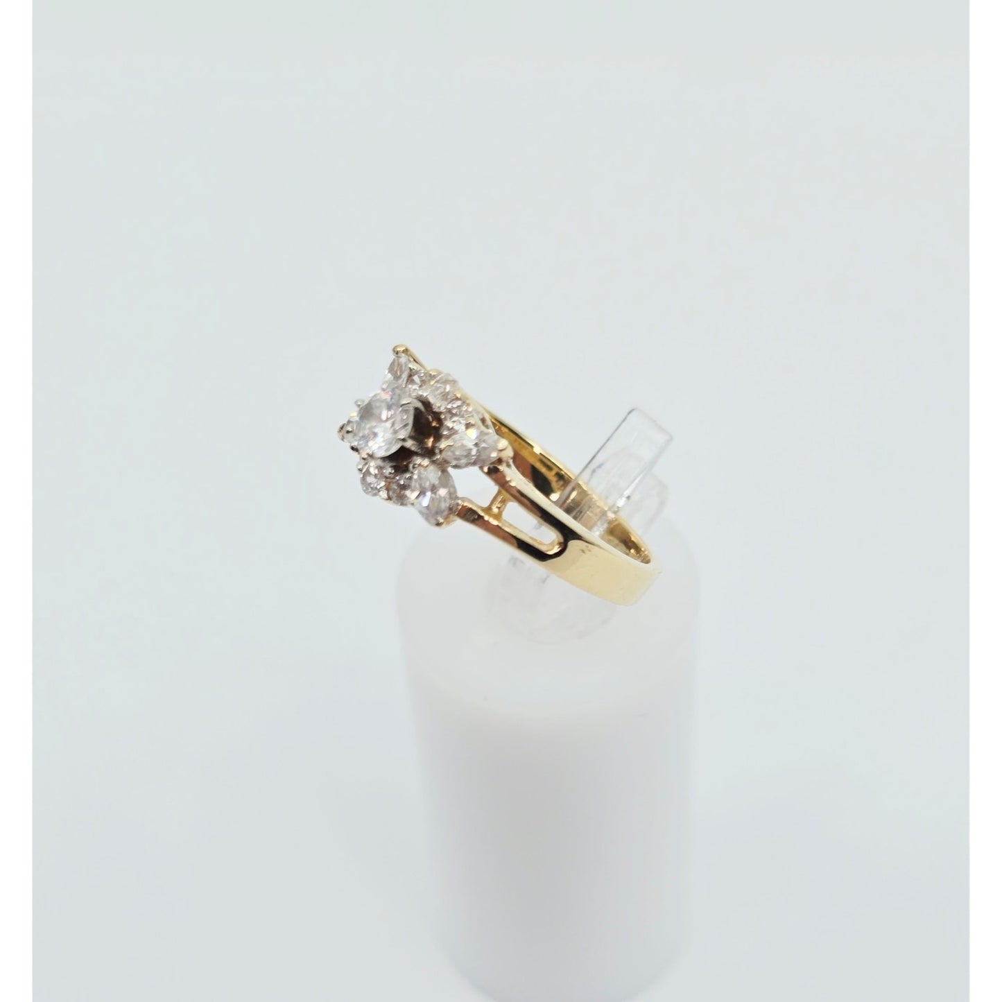 14K Yellow Gold Flower Style CZ Ring