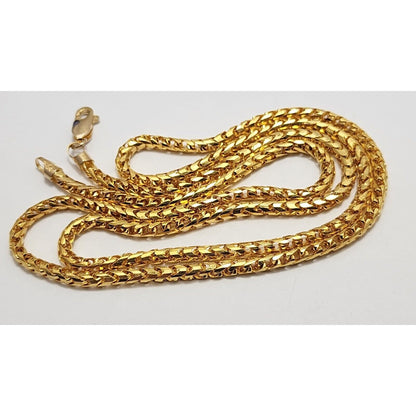 21K Yellow Gold Round Franco Link Chain Necklace