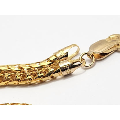 21K Yellow Gold Round Franco Link Chain Necklace