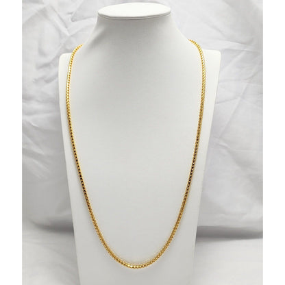 21K Yellow Gold Round Franco Link Chain Necklace