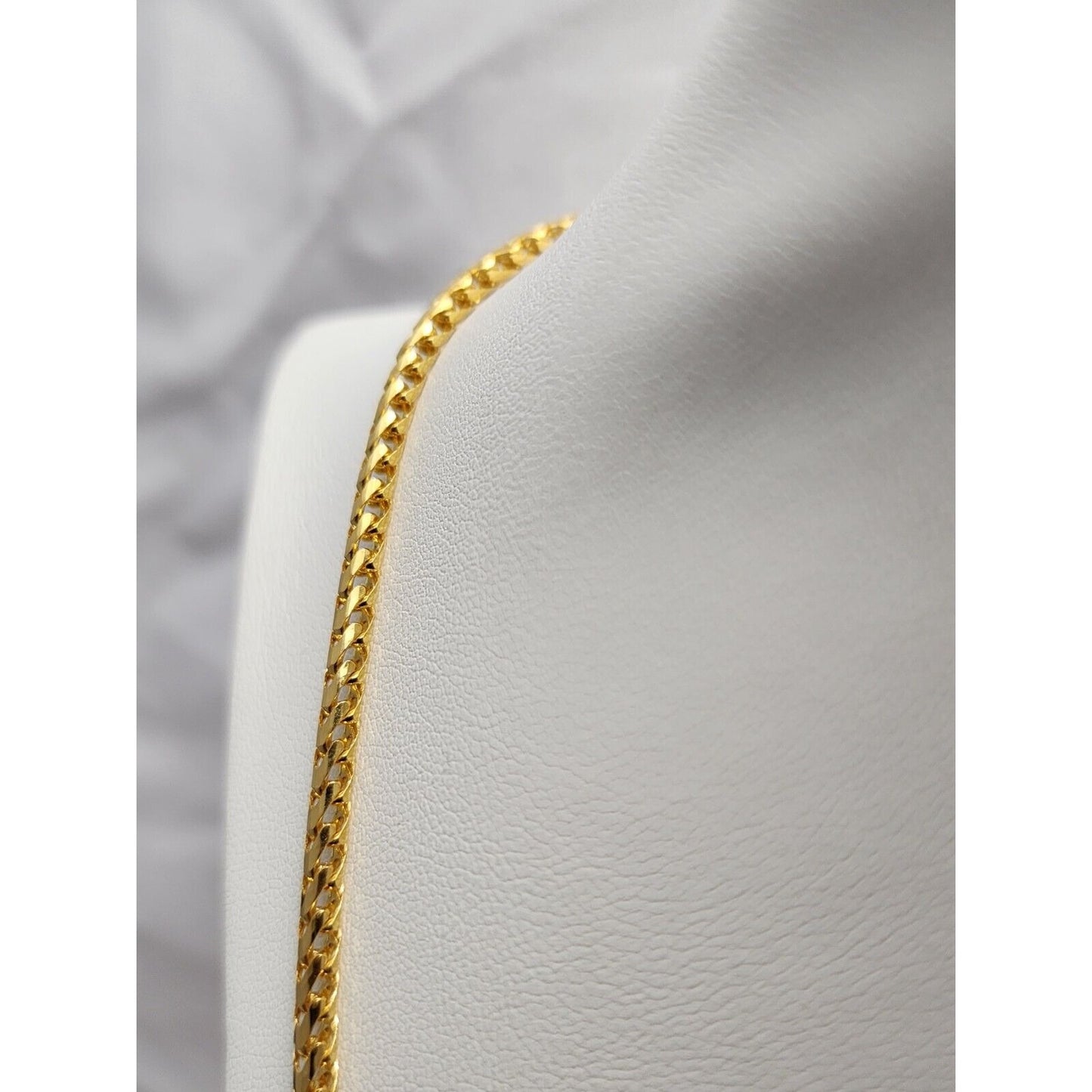 21K Yellow Gold Round Franco Link Chain Necklace