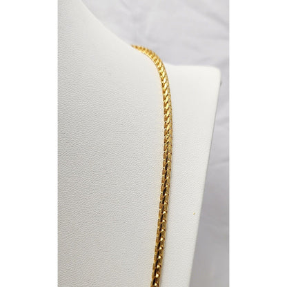 21K Yellow Gold Round Franco Link Chain Necklace