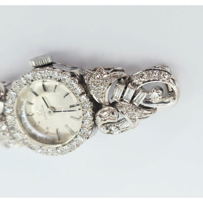 Vintage Omega 484 17J Diamond & 8K White Gold Mechanical Watch Movement & Dial