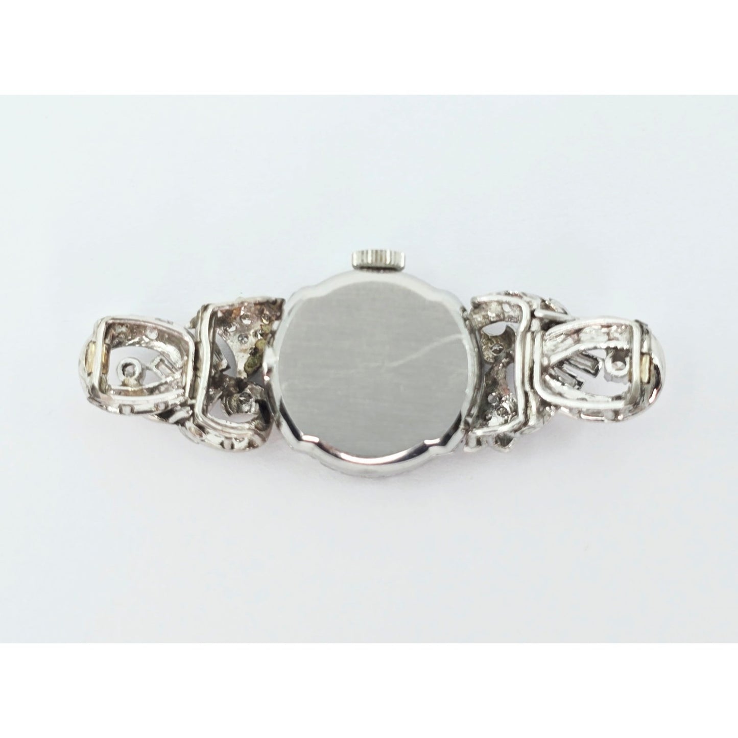 Vintage Omega 484 17J Diamond & 8K White Gold Mechanical Watch Movement & Dial