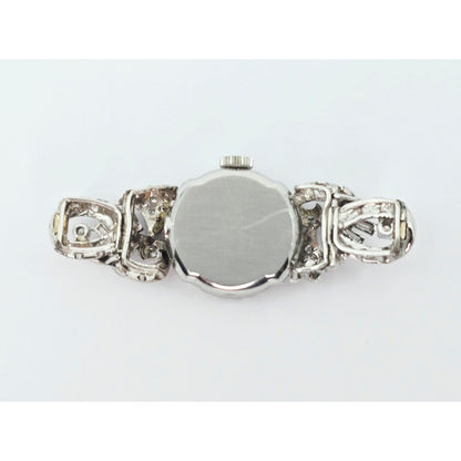 Vintage Omega 484 17J Diamond & 8K White Gold Mechanical Watch Movement & Dial