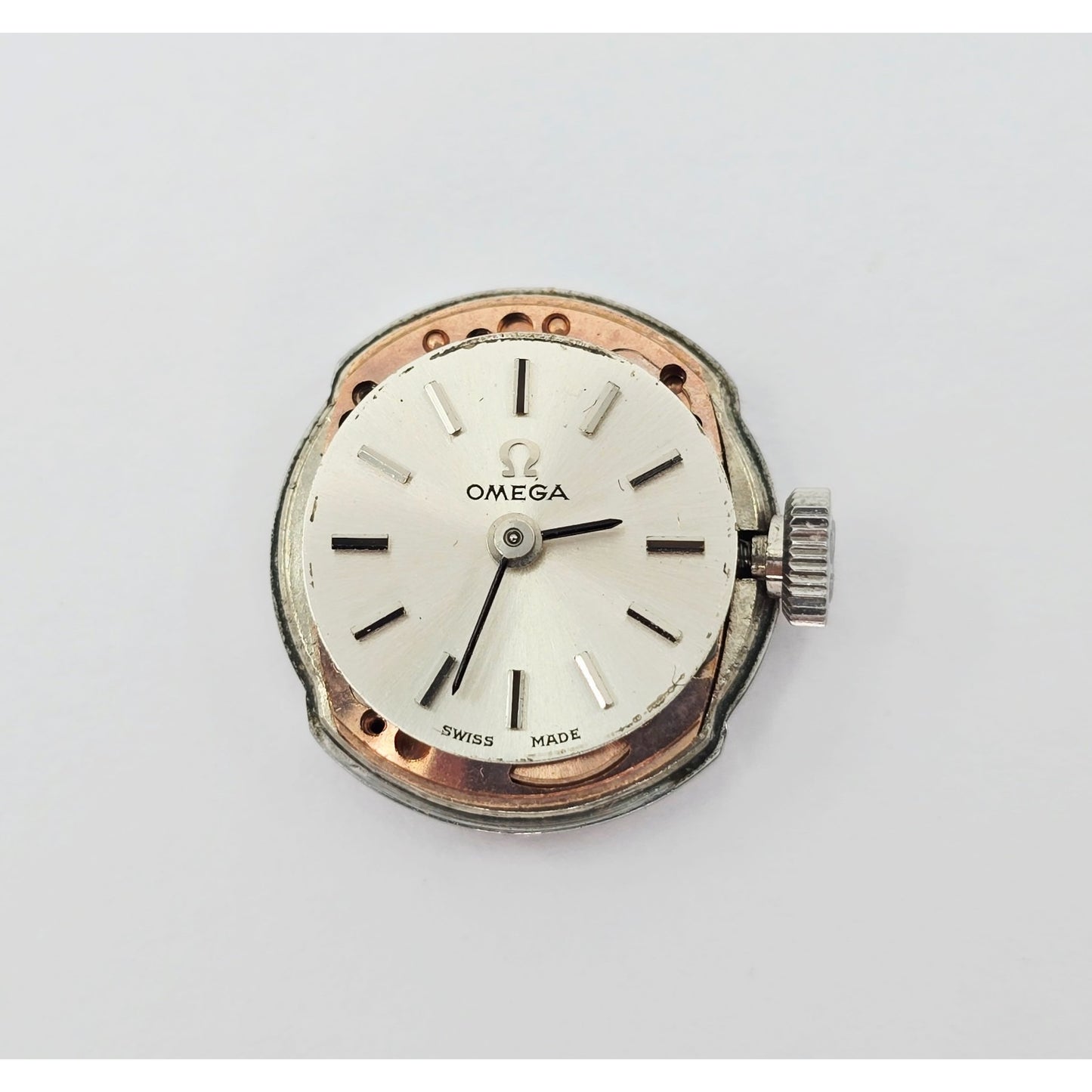 Vintage Omega 484 17J Diamond & 8K White Gold Mechanical Watch Movement & Dial