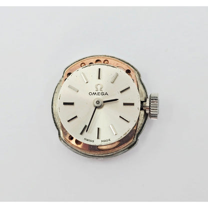 Vintage Omega 484 17J Diamond & 8K White Gold Mechanical Watch Movement & Dial