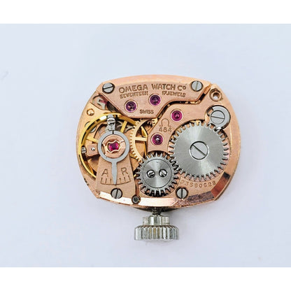 Vintage Omega 484 17J Diamond & 8K White Gold Mechanical Watch Movement & Dial