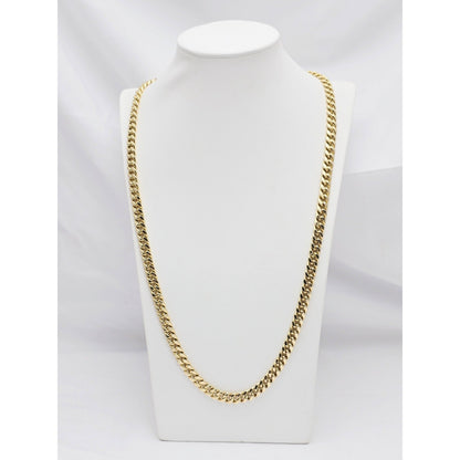 14K Yellow Gold Cuban Link Chain Necklace