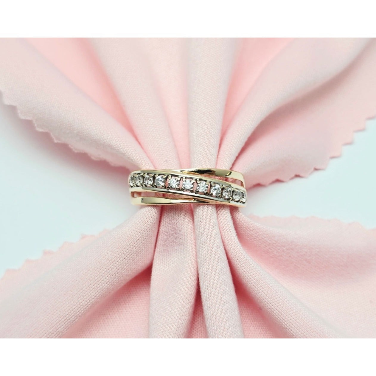 14K Rose Gold Single Row CZ Ring Band