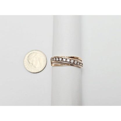 14K Rose Gold Single Row CZ Ring Band