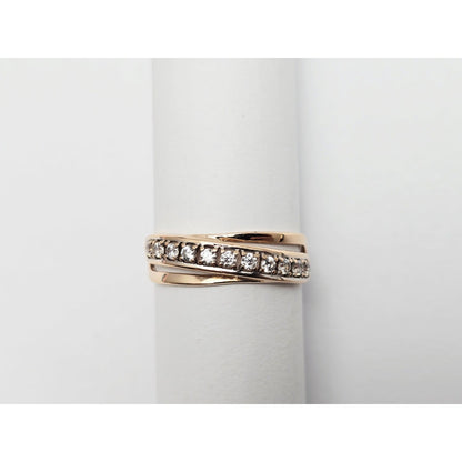 14K Rose Gold Single Row CZ Ring Band