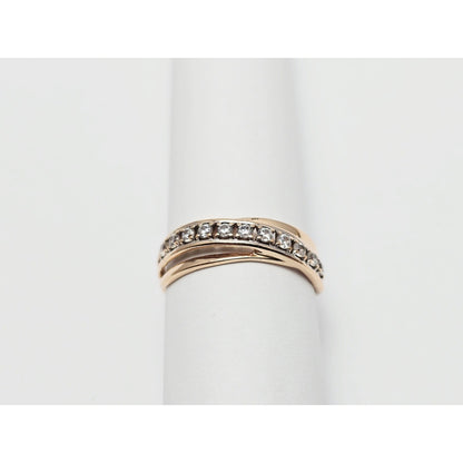 14K Rose Gold Single Row CZ Ring Band