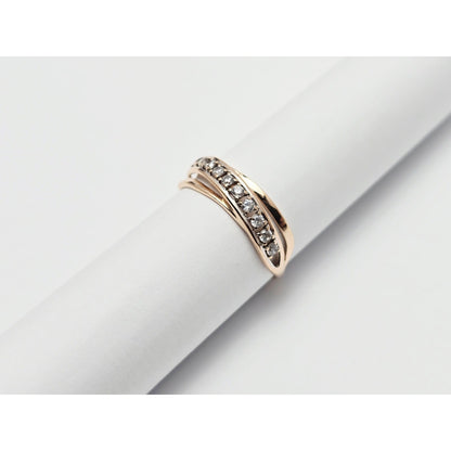 14K Rose Gold Single Row CZ Ring Band