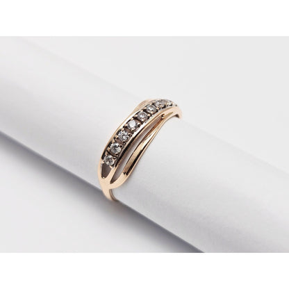 14K Rose Gold Single Row CZ Ring Band