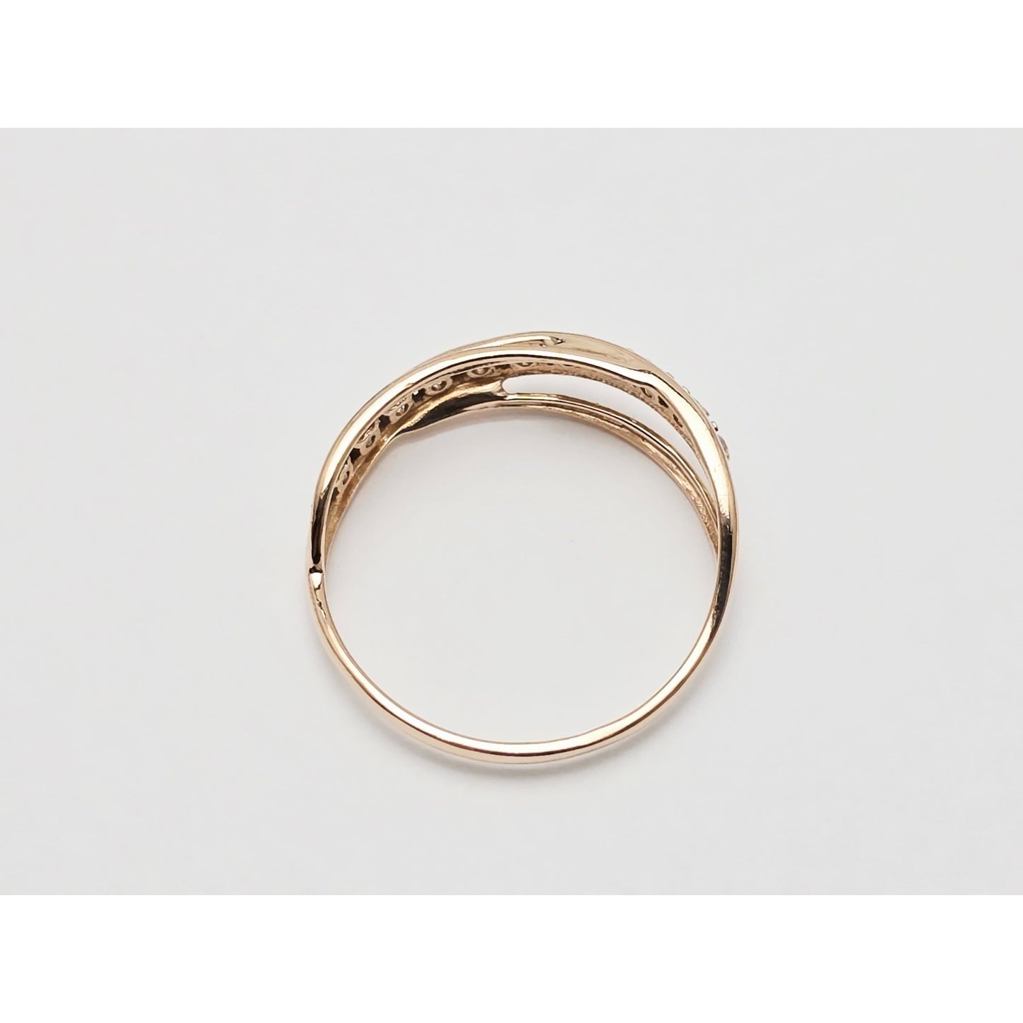 14K Rose Gold Single Row CZ Ring Band