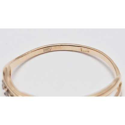 14K Rose Gold Single Row CZ Ring Band