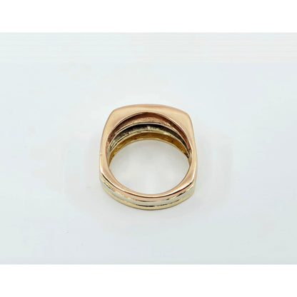 14K Tri Tone Gold Triple Row Wide Wedding Band Ring