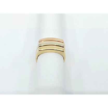 14K Tri Tone Gold Triple Row Wide Wedding Band Ring