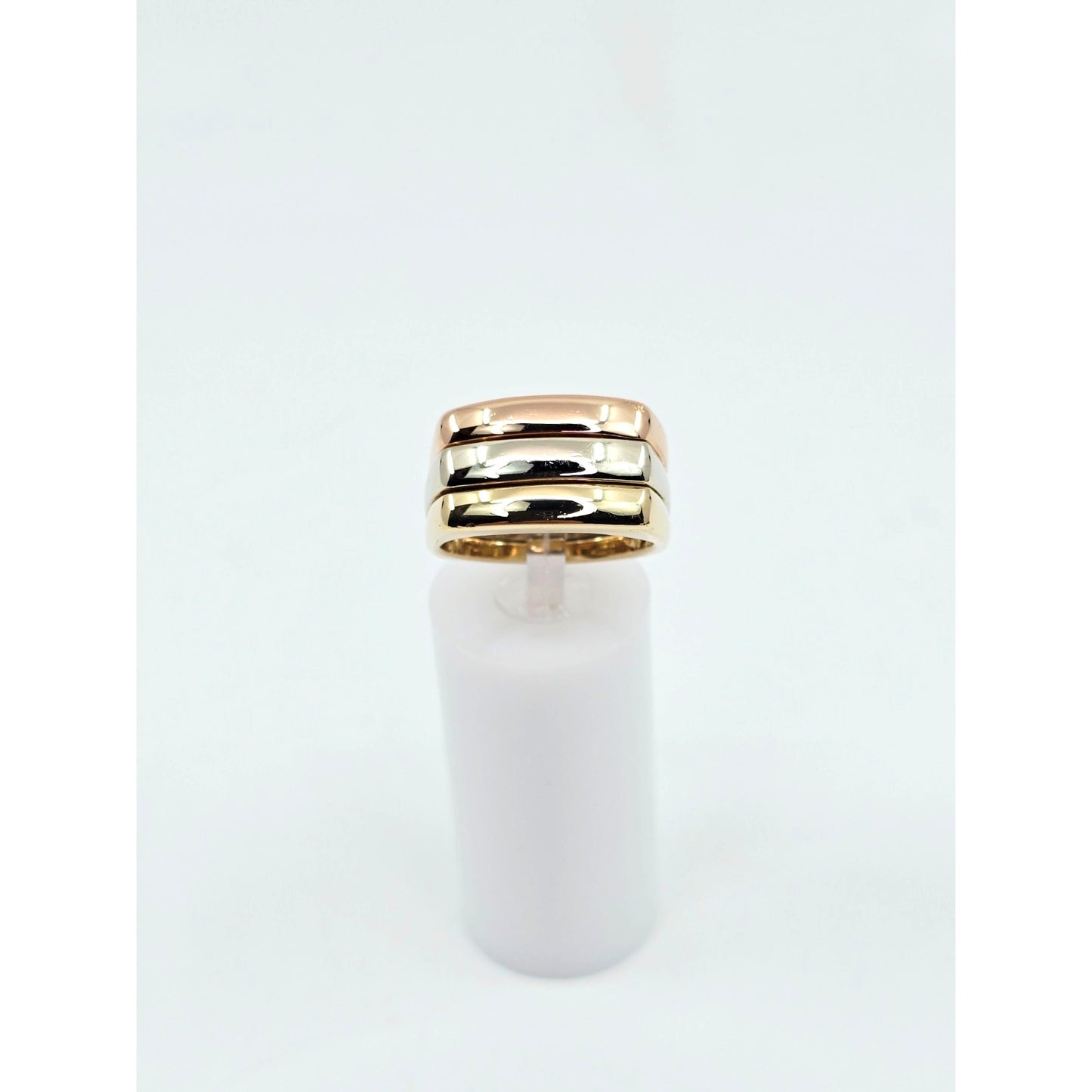 14K Tri Tone Gold Triple Row Wide Wedding Band Ring
