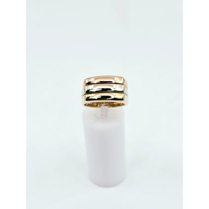 14K Tri Tone Gold Triple Row Wide Wedding Band Ring