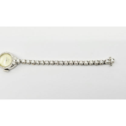 Vintage Wyler Incaflex 14K White Gold Diamond Ladies Cocktail Watch 2.3CT