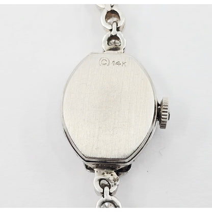 Vintage Wyler Incaflex 14K White Gold Diamond Ladies Cocktail Watch 2.3CT