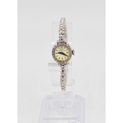 Vintage Wyler Incaflex 14K White Gold Diamond Ladies Cocktail Watch 2.3CT
