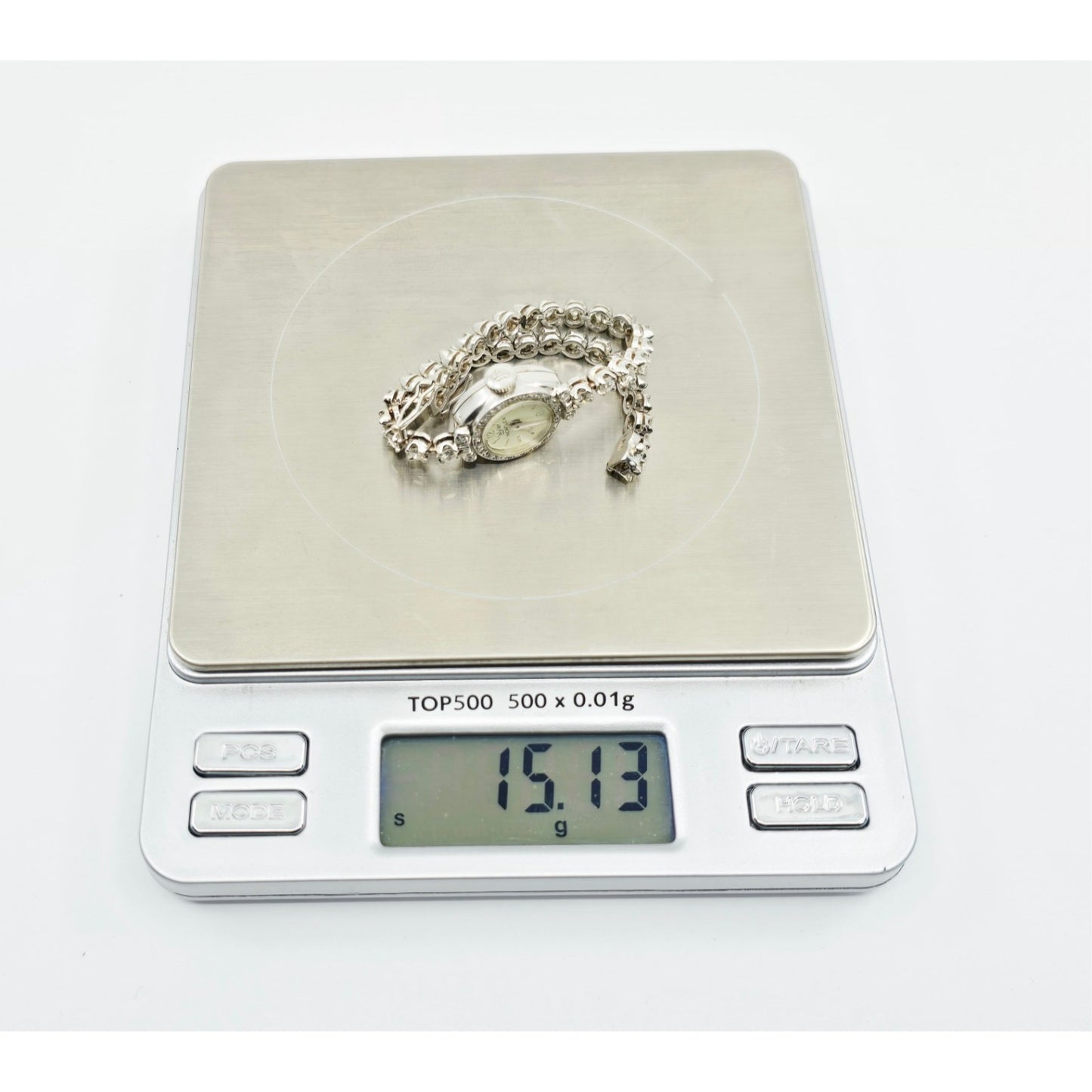 Vintage Wyler Incaflex 14K White Gold Diamond Ladies Cocktail Watch 2.3CT