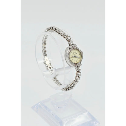 Vintage Wyler Incaflex 14K White Gold Diamond Ladies Cocktail Watch 2.3CT