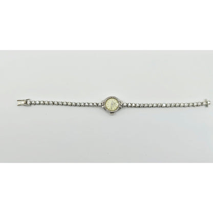 Vintage Wyler Incaflex 14K White Gold Diamond Ladies Cocktail Watch 2.3CT