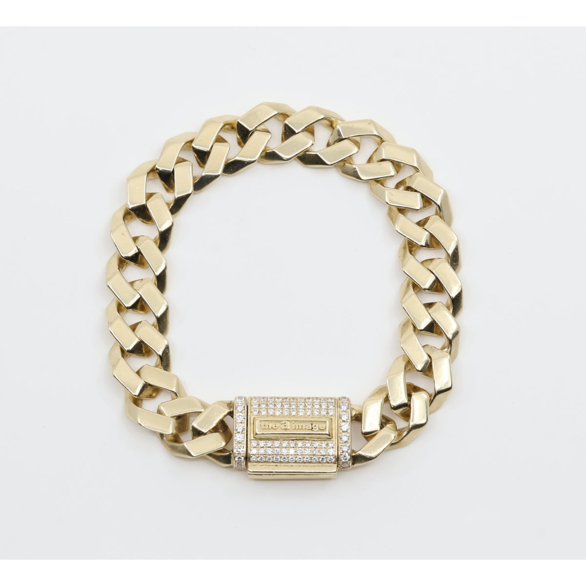 14K Yellow Gold Diamond Clasp Cuban Link Bracelet