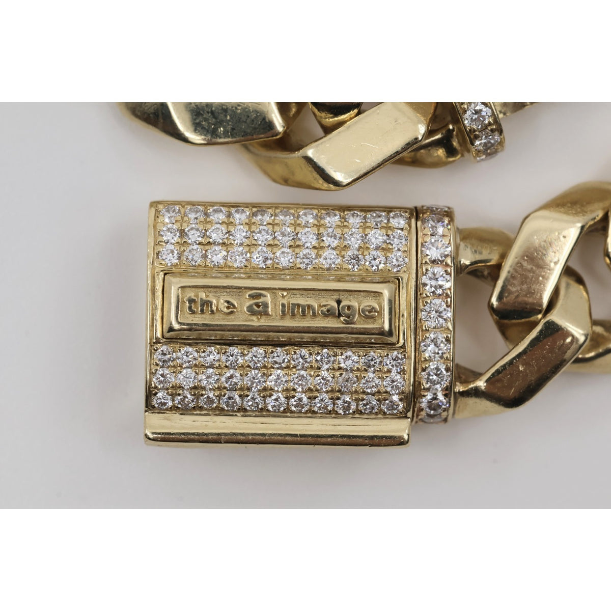 14K Yellow Gold Diamond Clasp Cuban Link Bracelet