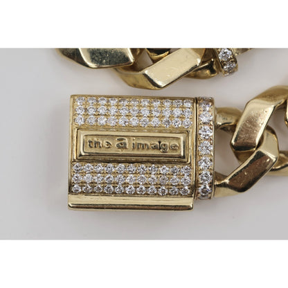 14K Yellow Gold Diamond Clasp Cuban Link Bracelet