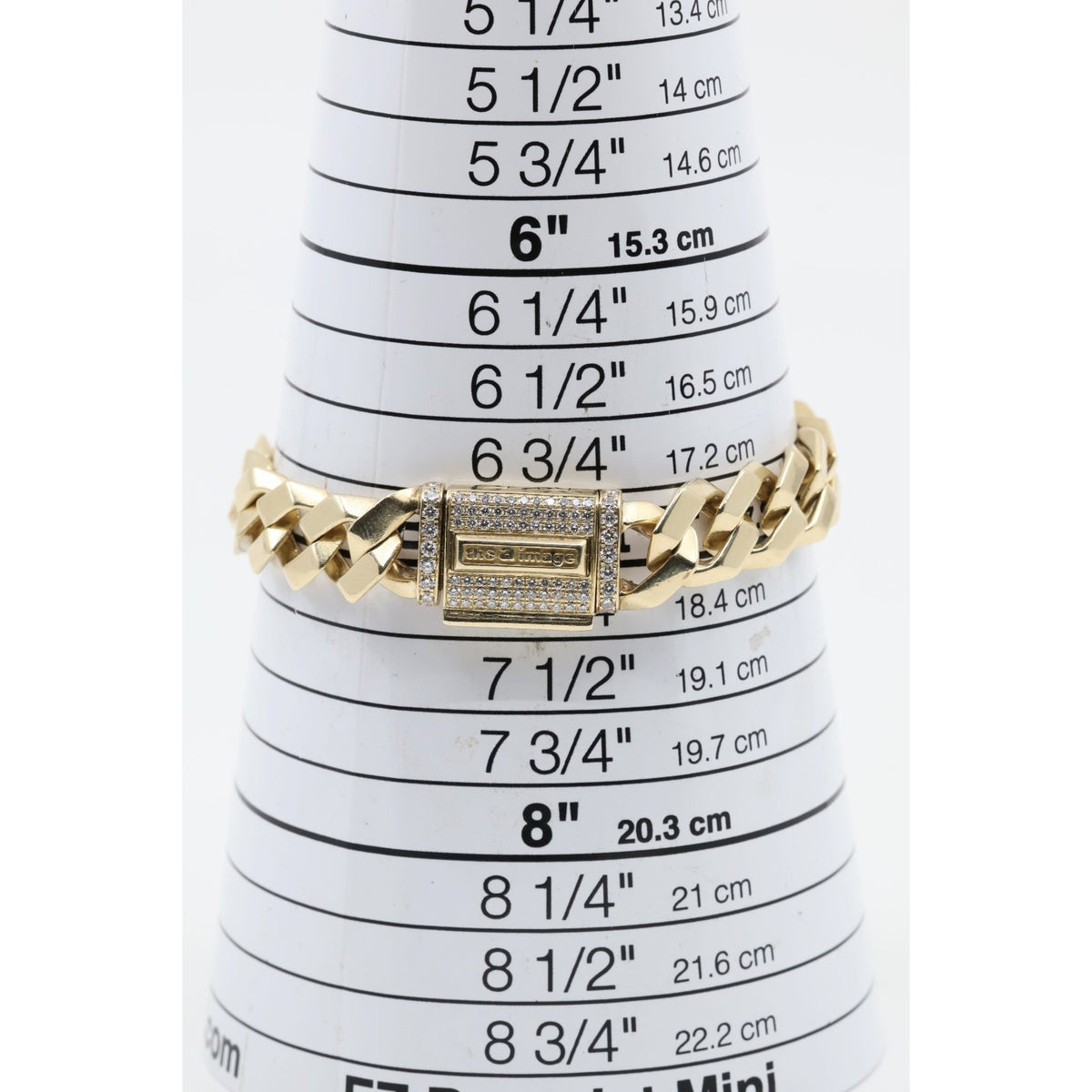 14K Yellow Gold Diamond Clasp Cuban Link Bracelet