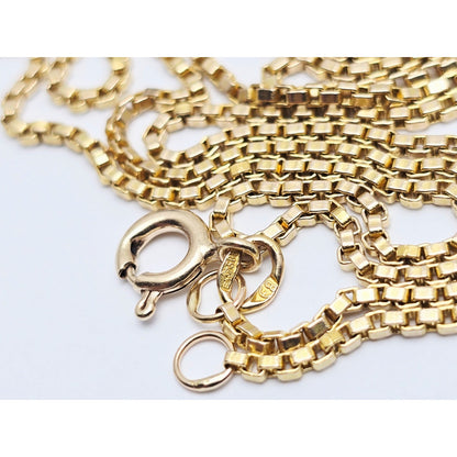 Vintage 14K Yellow Gold Box Link Chain Necklace