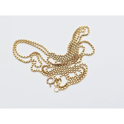 Vintage 14K Yellow Gold Box Link Chain Necklace